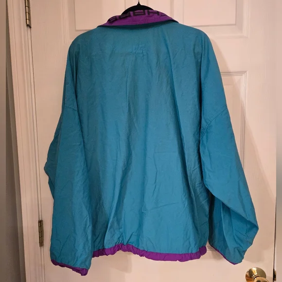 Chaps Ralph Lauren Teal and Purple Raincoat Windbreaker Vintage - Picture 2 of 3